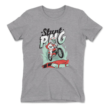 Stunt Pug Womens T-Shirt in Heather Grey color